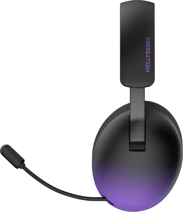 HATOR Hellyberry HH30 Pro Wireless Gaming Headset, Black/Purple, Tri-mode Connectivity (2.4GHz, Bluetooth 6.0, Wired), 50mm Drivers, 80h Battery, Cooling Gel Earpads