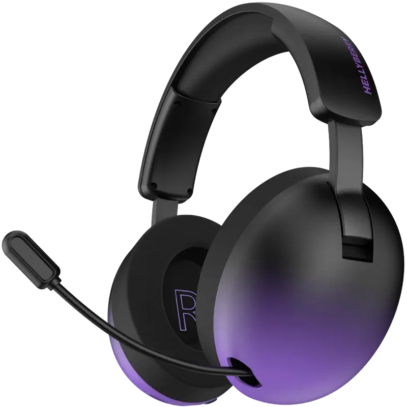 HATOR Hellyberry HH30 Pro Wireless Gaming Headset, Black/Purple, Tri-mode Connectivity (2.4GHz, Bluetooth 6.0, Wired), 50mm Drivers, 80h Battery, Cooling Gel Earpads