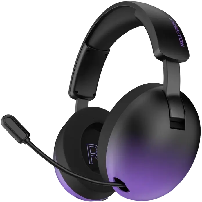 HATOR Hellyberry HH30 Pro Wireless Gaming Headset, Black/Purple, Tri-mode Connectivity (2.4GHz, Bluetooth 6.0, Wired), 50mm Drivers, 80h Battery, Cooling Gel Earpads