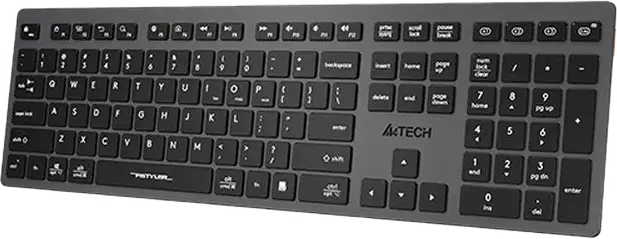 Беспроводная клавиатура A4Tech FStyler FBX50C Dual-Mode, Bluetooth и 2.4 ГГц, низкопрофильные клавиши Scissor switch, многозадачность, USB-C, серый