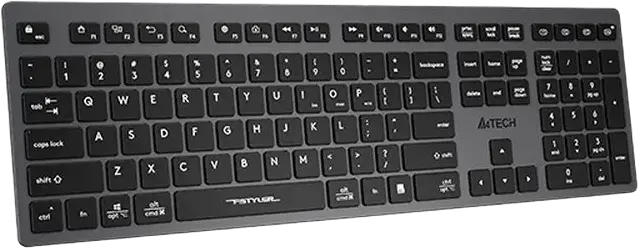Беспроводная клавиатура A4Tech FStyler FBX50C Dual-Mode, Bluetooth и 2.4 ГГц, низкопрофильные клавиши Scissor switch, многозадачность, USB-C, серый