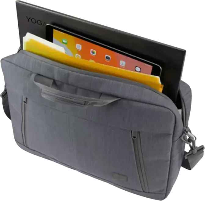 Case Logic Huxton 15.6" Laptop Case Attache, Water Resistant Polyester Bag with Detachable Shoulder Strap, Tablet and Phone Pockets, Graphite, Capacity: 15.6 Inch
