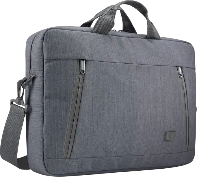 Case Logic Huxton 15.6" Laptop Case Attache, Water Resistant Polyester Bag with Detachable Shoulder Strap, Tablet and Phone Pockets, Graphite, Capacity: 15.6 Inch
