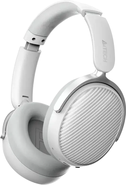 A4Tech BH350C Wireless Over-Ear Headset, White, Bluetooth 5.3, Active Noise Cancelling ANC, ENC Microphone, 50h Battery, 40mm Hybrid Drivers, Foldable Design