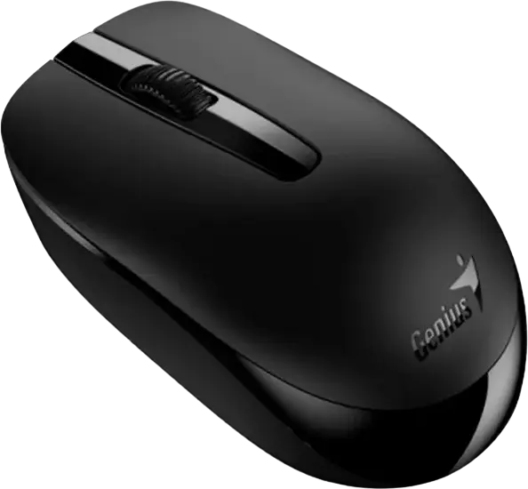 Genius NX-7007 Wireless Optical Mouse, Black, 1200 DPI BlueEye Sensor for All Surfaces, 2.4GHz USB-A Pico Receiver, Ambidextrous Contoured Design