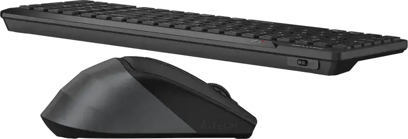 A4Tech FG2400 Air2 Wireless Keyboard and Mouse Combo, 2.4GHz, Membrane QuietKey Chocolate Keys, Optical Mouse with Air Mode & 2000 DPI, Color: Black