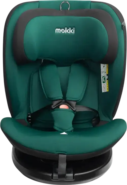 Caretero Mokki i-Size 360 Rotating Car Seat, Green, ECE R129/02, ISOFIX & TopTether, 0-36 kg, 40-150 cm, 5-Point Harness, 7-Step Headrest, 0+/1/2/3 Groups
