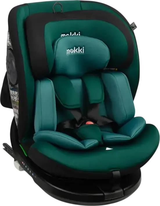 Caretero Mokki i-Size 360 Rotating Car Seat, Green, ECE R129/02, ISOFIX & TopTether, 0-36 kg, 40-150 cm, 5-Point Harness, 7-Step Headrest, 0+/1/2/3 Groups