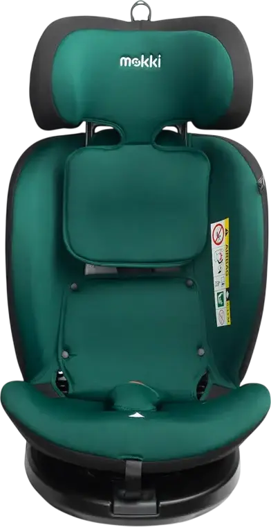 Caretero Mokki i-Size 360 Rotating Car Seat, Green, ECE R129/02, ISOFIX & TopTether, 0-36 kg, 40-150 cm, 5-Point Harness, 7-Step Headrest, 0+/1/2/3 Groups