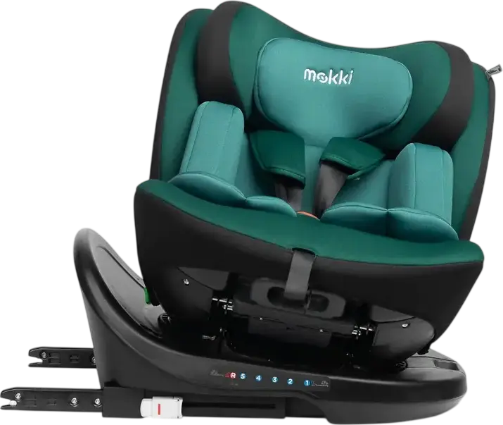 Caretero Mokki i-Size 360 Rotating Car Seat, Green, ECE R129/02, ISOFIX & TopTether, 0-36 kg, 40-150 cm, 5-Point Harness, 7-Step Headrest, 0+/1/2/3 Groups