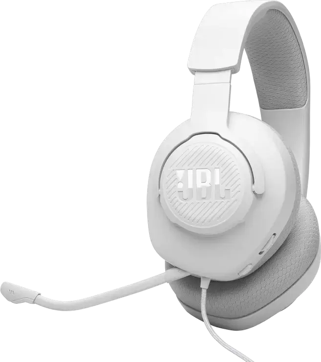 JBL Quantum 100M2 Wired Over-Ear Gaming Headset - White, with QuantumSOUND Signature, Detachable Boom Microphone, Memory Foam Ear Cushions, 3.5mm Jack