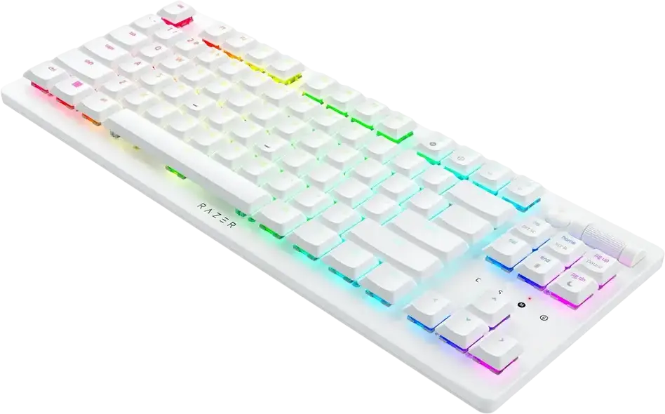 Razer DeathStalker V2 Pro TKL Wireless Gaming Keyboard RZ03-04373500-R3M1 Low-Profile Linear Optical Switches RGB Chroma Aluminium Alloy White
