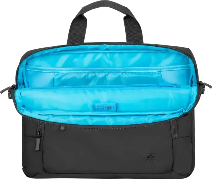 Rivacase 7521 Alpendorf Laptop Bag for 13.3-14 inch Laptops, Water Resistant Recycled Polyester (rPET) Case with Padded Neoprene Compartment and Shoulder Strap, Black