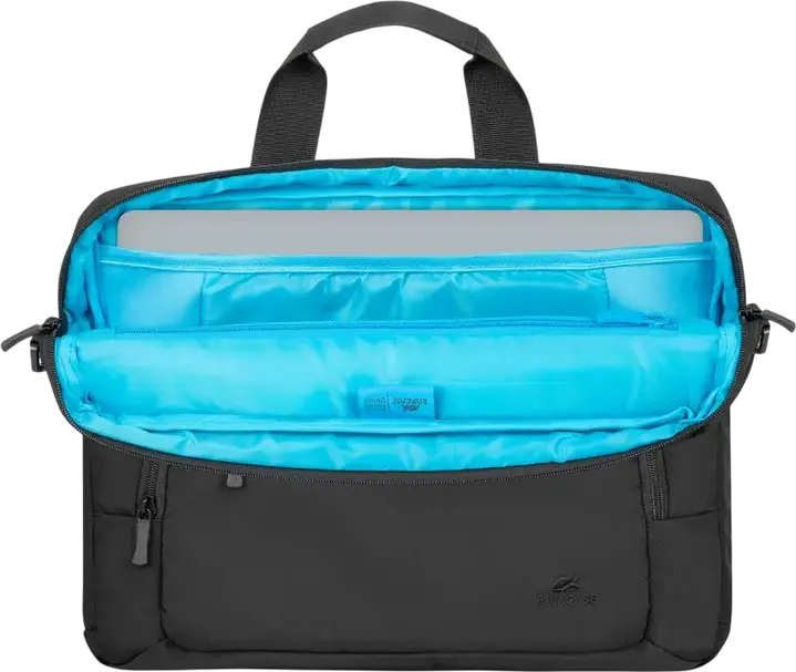 Rivacase 7521 Alpendorf Laptop Bag for 13.3-14 inch Laptops, Water Resistant Recycled Polyester (rPET) Case with Padded Neoprene Compartment and Shoulder Strap, Black