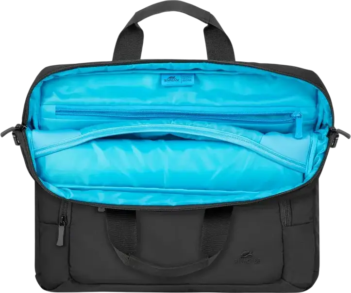 Rivacase 7521 Alpendorf Laptop Bag for 13.3-14 inch Laptops, Water Resistant Recycled Polyester (rPET) Case with Padded Neoprene Compartment and Shoulder Strap, Black