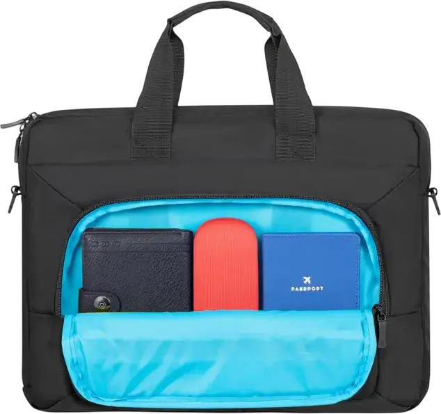 Rivacase 7521 Alpendorf Laptop Bag for 13.3-14 inch Laptops, Water Resistant Recycled Polyester (rPET) Case with Padded Neoprene Compartment and Shoulder Strap, Black
