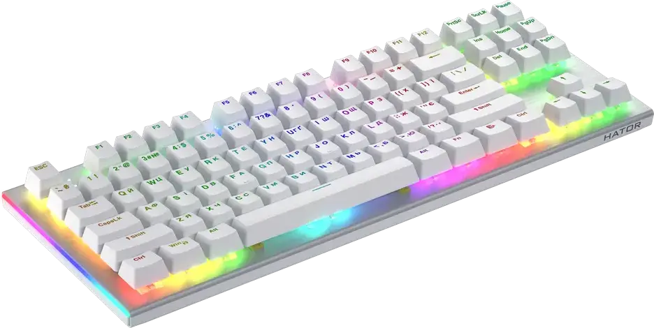 HATOR Gravity X TKL Mechanical Gaming Keyboard, Wired, Aurum Orange Linear rev.2.0 Switches, RGB Backlighting, Aluminum Plate, QMK/VIA, NKRO, White