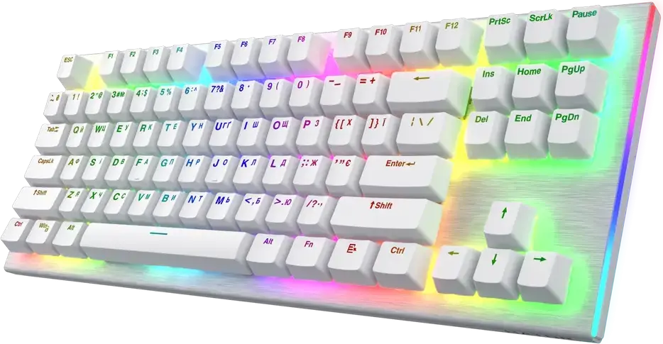 HATOR Gravity X TKL Mechanical Gaming Keyboard, Wired, Aurum Orange Linear rev.2.0 Switches, RGB Backlighting, Aluminum Plate, QMK/VIA, NKRO, White