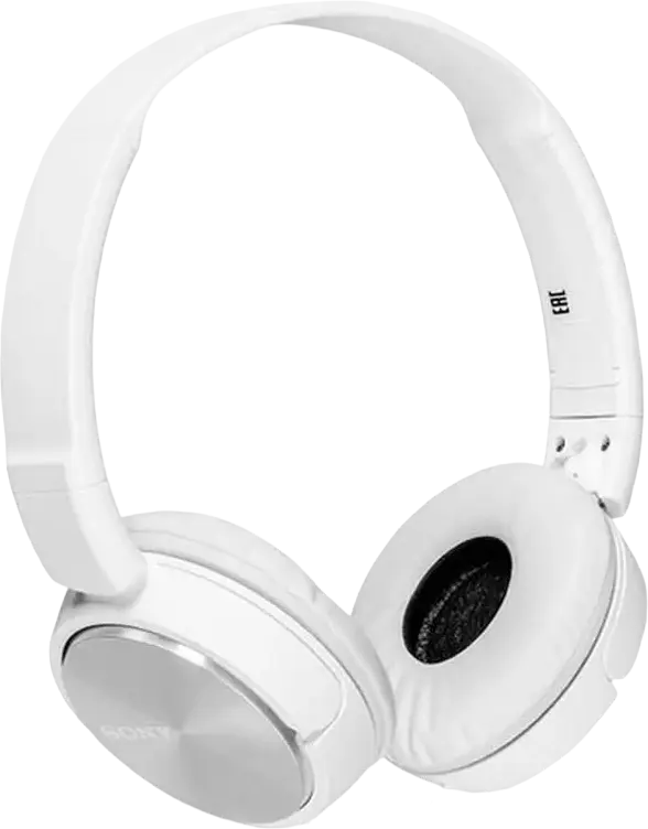 Sony MDR-ZX310AP Wired On-Ear Closed-Back Headphones with Microphone, White, 30mm Dynamic Driver, 10-24,000Hz Frequency Response, 1.2m Gold-Plated L-Shaped Plug