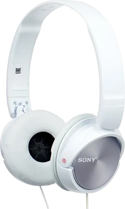 Sony MDR-ZX310AP Wired On-Ear Closed-Back Headphones with Microphone, White, 30mm Dynamic Driver, 10-24,000Hz Frequency Response, 1.2m Gold-Plated L-Shaped Plug