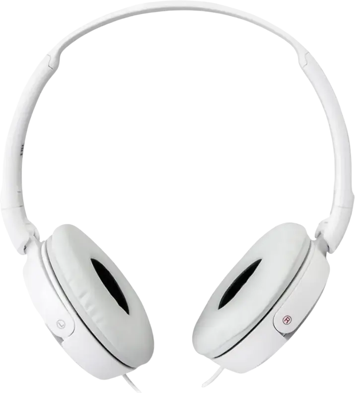 Sony MDR-ZX310AP Wired On-Ear Closed-Back Headphones with Microphone, White, 30mm Dynamic Driver, 10-24,000Hz Frequency Response, 1.2m Gold-Plated L-Shaped Plug