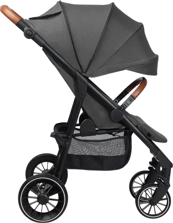Caretero Elma Baby Stroller, Dark Gray, 0 Months to 4 Years, Max 22kg, EVA Shock-Absorbing Wheels, 5-Point Harness, Adjustable Seat, Rain and Foot Covers Included
