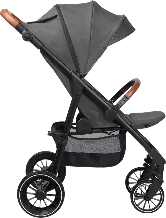 Caretero Elma Baby Stroller, Dark Gray, 0 Months to 4 Years, Max 22kg, EVA Shock-Absorbing Wheels, 5-Point Harness, Adjustable Seat, Rain and Foot Covers Included
