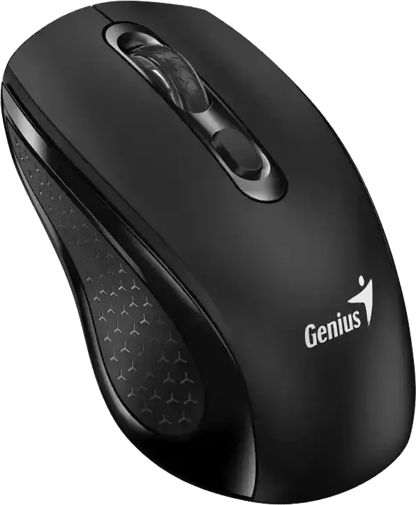 Genius NX-8025S Wireless Silent Mouse, Black, 2.4GHz Optical Sensor, 1600 DPI Adjustable, USB RF Receiver, Dedicated AI Copilot Button, Ergonomic Design, 10m Range