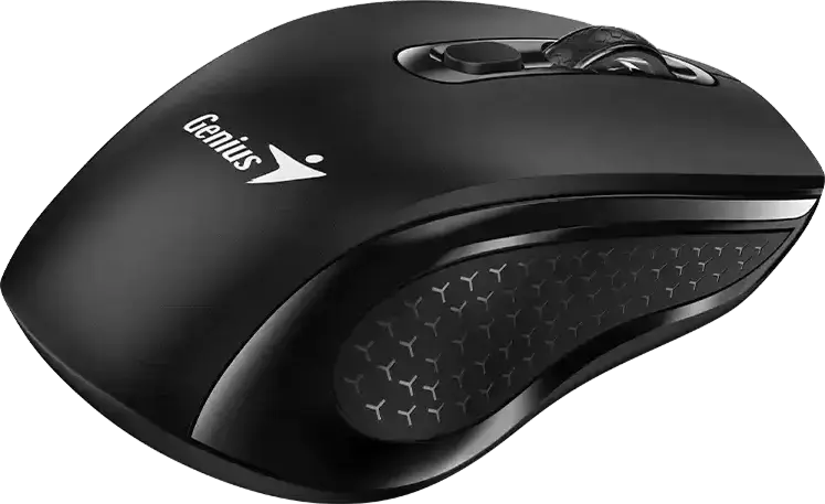 Genius NX-8025S Wireless Silent Mouse, Black, 2.4GHz Optical Sensor, 1600 DPI Adjustable, USB RF Receiver, Dedicated AI Copilot Button, Ergonomic Design, 10m Range