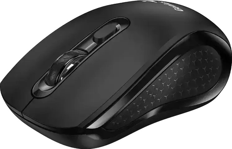 Genius NX-8025S Wireless Silent Mouse, Black, 2.4GHz Optical Sensor, 1600 DPI Adjustable, USB RF Receiver, Dedicated AI Copilot Button, Ergonomic Design, 10m Range