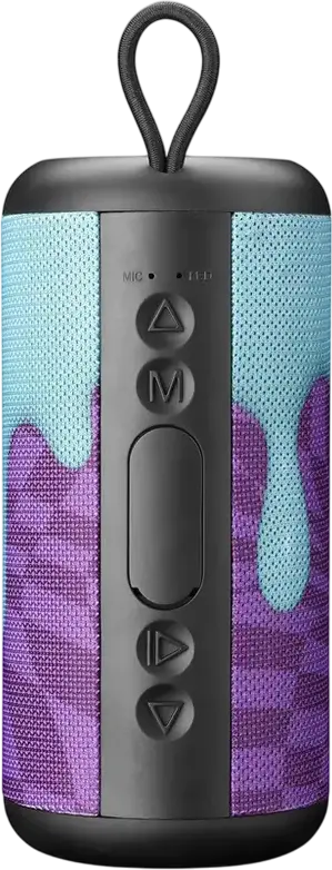 Портативная Bluetooth колонка Cellularline Music Sound Vertical 5.0, фиолетовый и синий цвет, мощность 5 Вт RMS, слот MicroSD, входы Aux и USB, Li-Ion аккумулятор, пластик, 0.38 кг