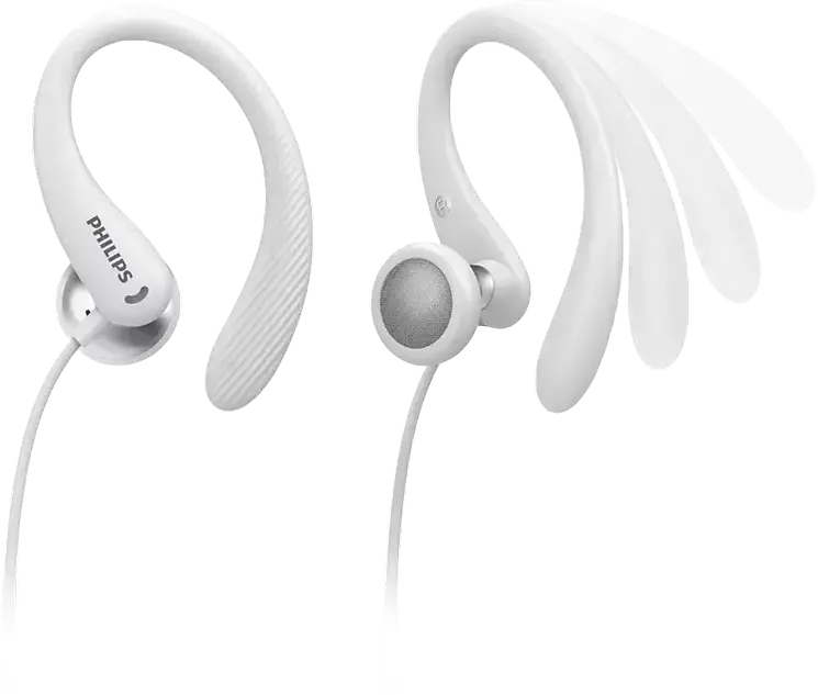 Проводные спортивные наушники Philips TAA1105WT, динамические неодимовые драйверы 15 мм, встроенный микрофон, разъем 3.5 мм, защита от пота IPX2, белые