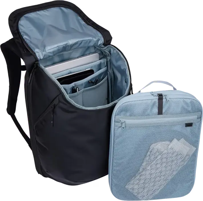Thule Subterra 2 Laptop and Travel Backpack, 26L Expandable to 32L, Fits up to 16" Laptop & 10.9" Tablet, Removable Packing Cube, Black Nylon