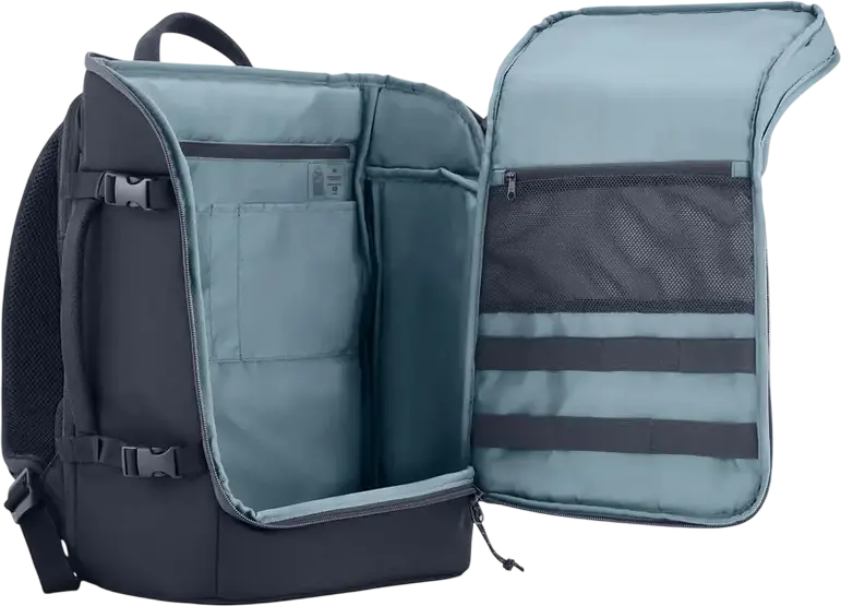 Rucsac Laptop HP Travel 25 6B8U4AA, Extensibil de la 25L la 30L, pentru Laptopuri de 15.6 inch, Material Plastic Reciclat, Rezistent la Apă, Iron Grey