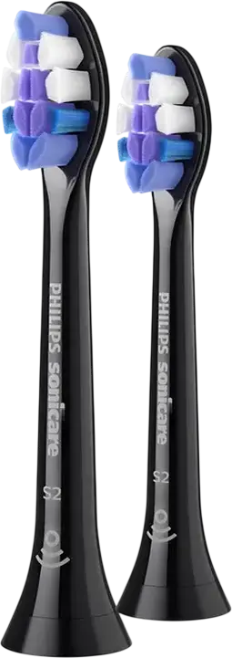 Philips Sonicare HX6052/88 Replacement Brush Heads, 2 Pack, Extra-Soft Bristles for Sensitive Teeth and Gums, Bio-based Plastic, Black