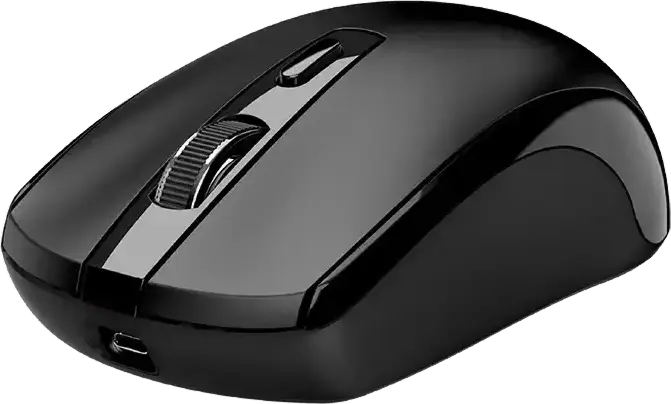 Genius ECO-8150 Copilot Wireless Rechargeable Optical Mouse, Black, 1200 DPI, 2.4GHz USB-A Receiver, AI Copilot Key, Ambidextrous, USB-C Charging
