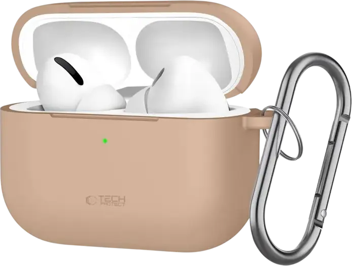 Tech Protect Silicone Hook Case for Apple AirPods Pro 3, Flexible Protective Shell with Metal Carabiner, Scratch and Dirt Resistant Cover