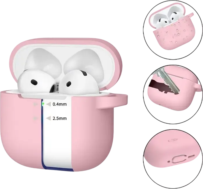Чехол Tech Protect Hook для Apple AirPods 4, защитный кейс из высококачественного силикона, противоударный тонкий дизайн с металлическим карабином, поддержка беспроводной зарядки