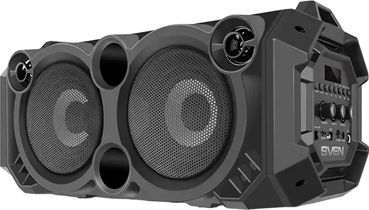 SVEN PS-550 Portable Bluetooth Karaoke Speaker, 36W RMS, RGB Backlight, TWS, FM Radio, Microphone Input with Echo, Li-Ion Battery, Color: Black
