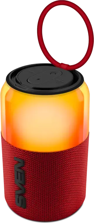 SVEN PS-130 Portable Bluetooth Speaker, 10W RMS, TWS Support, RGB Dynamic Backlight, USB Type-C Charging, Li-Ion Battery up to 24h Playtime, Red