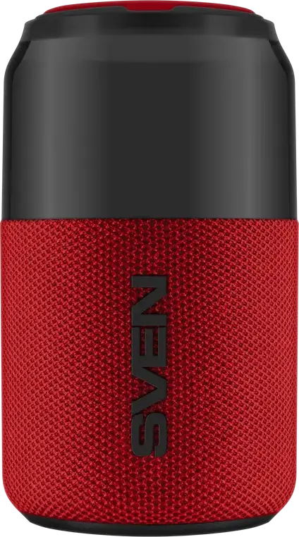 SVEN PS-130 Portable Bluetooth Speaker, 10W RMS, TWS Support, RGB Dynamic Backlight, USB Type-C Charging, Li-Ion Battery up to 24h Playtime, Red