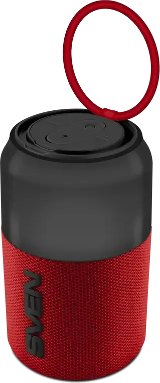 SVEN PS-130 Portable Bluetooth Speaker, 10W RMS, TWS Support, RGB Dynamic Backlight, USB Type-C Charging, Li-Ion Battery up to 24h Playtime, Red