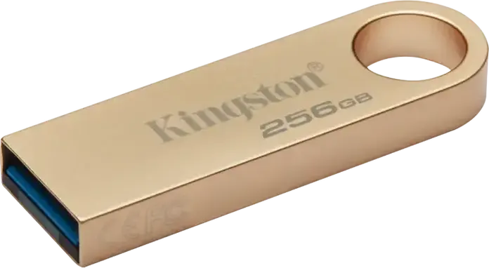 USB-флешка Kingston DataTraveler SE9 G3 USB 3.2 Gen 1 256 ГБ, скорость чтения до 220 МБ/с, записи до 100 МБ/с, цельнометаллический корпус без колпачка с петлей