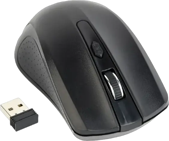 Gembird MUSW-4B-04 Wireless Optical Mouse, Ambidextrous Design, 4 Buttons, Adjustable 800/1200/1600 DPI, Nano USB Receiver, Color: Black