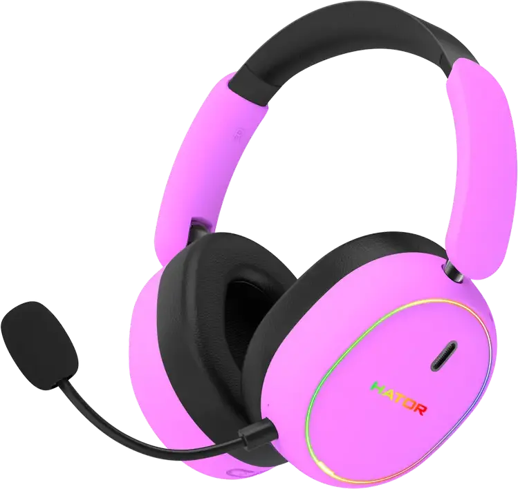 Căști gaming HATOR Phoenix 2, Bluetooth/USB, Cyber Violet