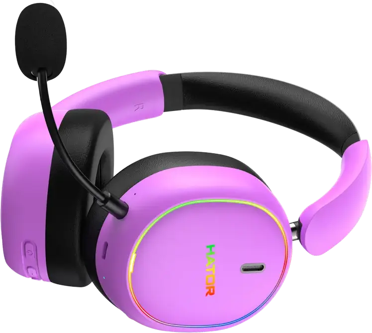 Casca Gaming HATOR Phoenix 2 Wireless ESH42, Wireless/Wired, Audio Hi-Res LDAC, Anulare Zgomot Hybrid ANC, Bluetooth 5.4 și 2.4GHz, Drivere Neodimiu 40mm, RGB, Microfon Detasabil