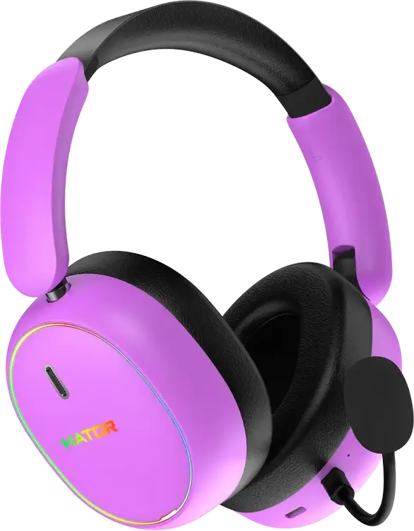 Casca Gaming HATOR Phoenix 2 Wireless ESH42, Wireless/Wired, Audio Hi-Res LDAC, Anulare Zgomot Hybrid ANC, Bluetooth 5.4 și 2.4GHz, Drivere Neodimiu 40mm, RGB, Microfon Detasabil