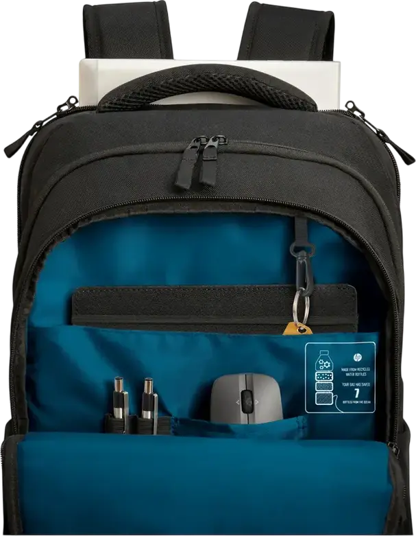 Рюкзак для ноутбука HP Professional 17.3-inch Backpack 500S6AA, черный, влагозащитный, с RFID-карманом, из переработанного океанического пластика