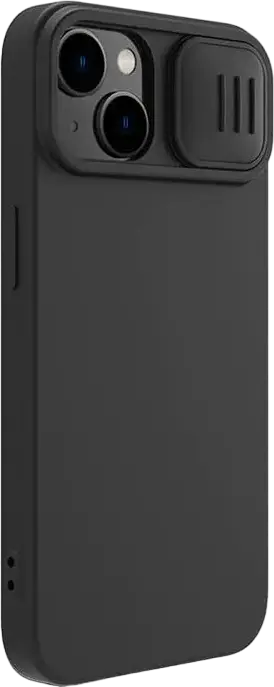 Nillkin CamShield Silky Silicone Case for iPhone 14 Plus, Sliding Camera Lens Cover, Liquid Silicone Material with Hard PC and Microfiber Lining, Black