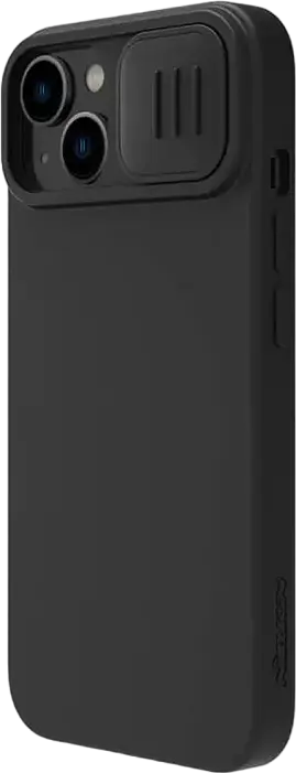 Nillkin CamShield Silky Silicone Case for iPhone 14 Plus, Sliding Camera Lens Cover, Liquid Silicone Material with Hard PC and Microfiber Lining, Black